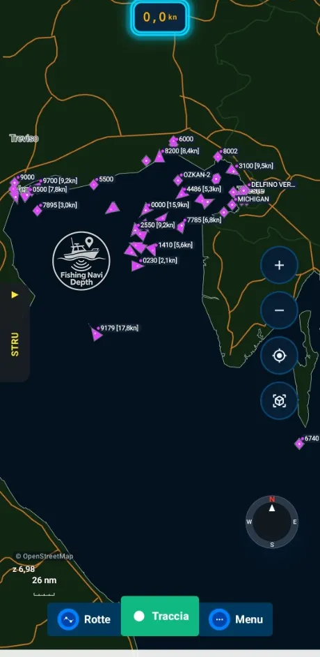 La carta con le navi AIS intorno a te